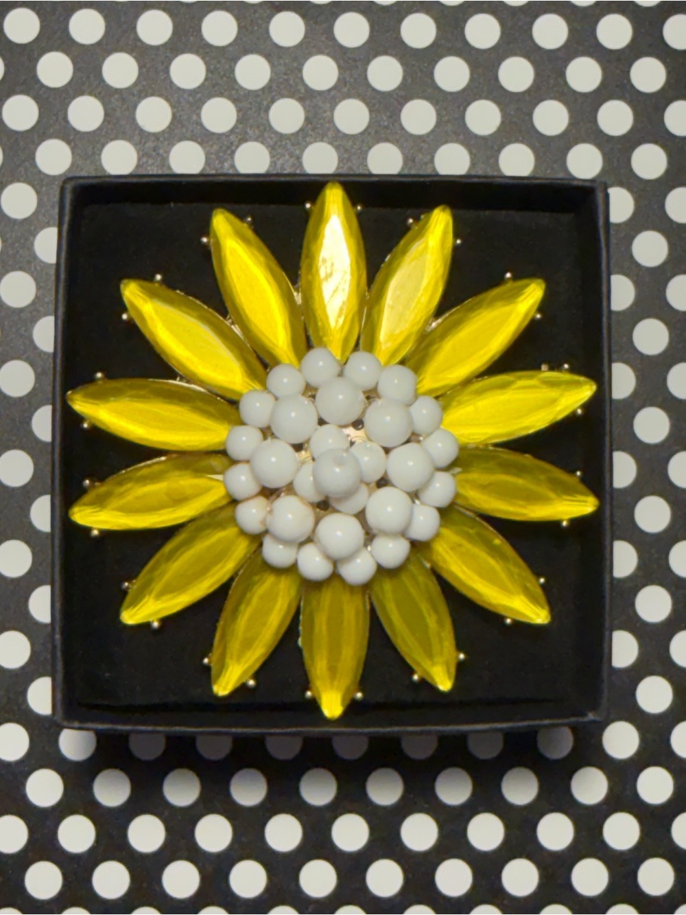 Nolan Miller Vintage Yellow Lucite Flower Brooch